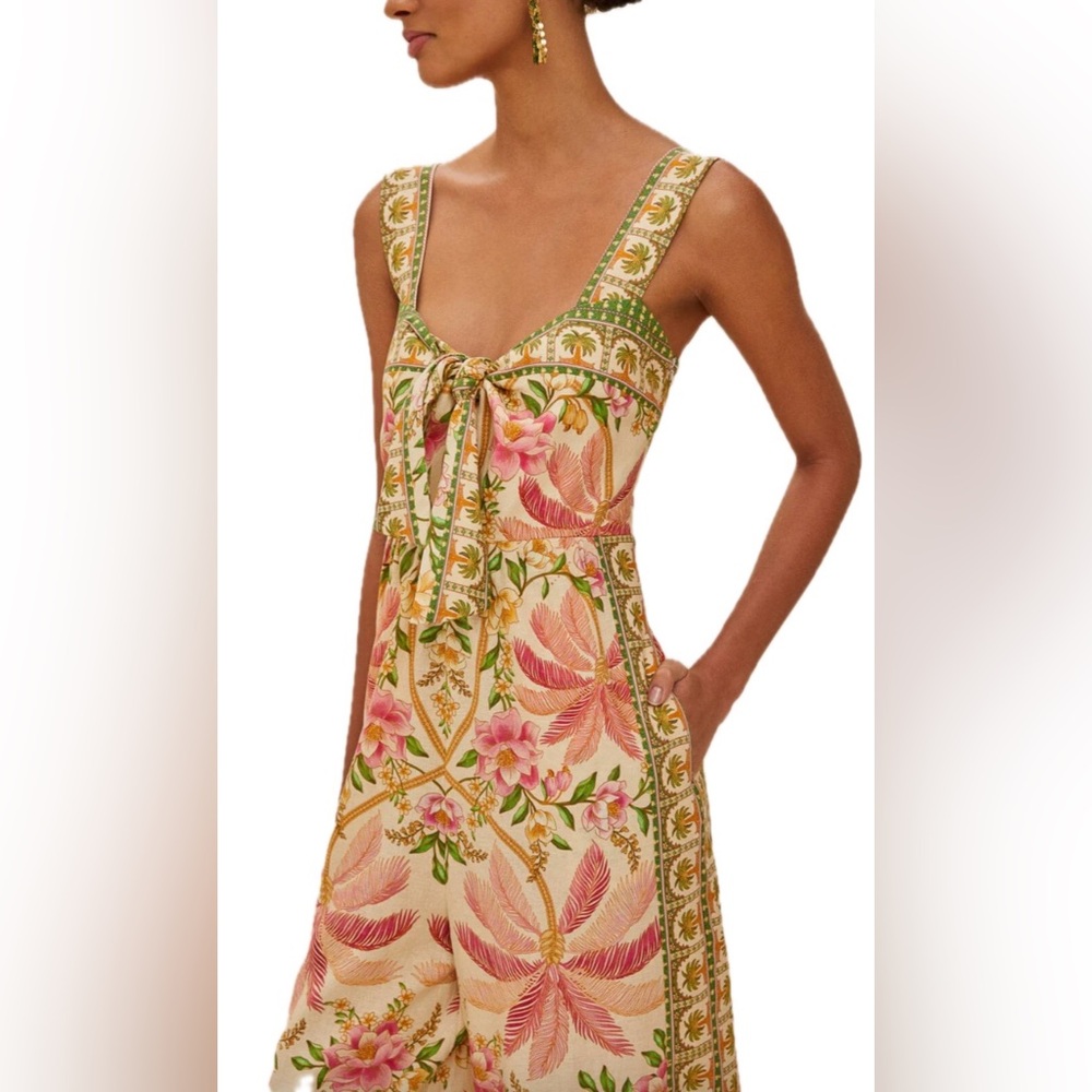 FARM RIO Palm dream strap knot jumpsuit. Size XS. - Picture 2 of 13